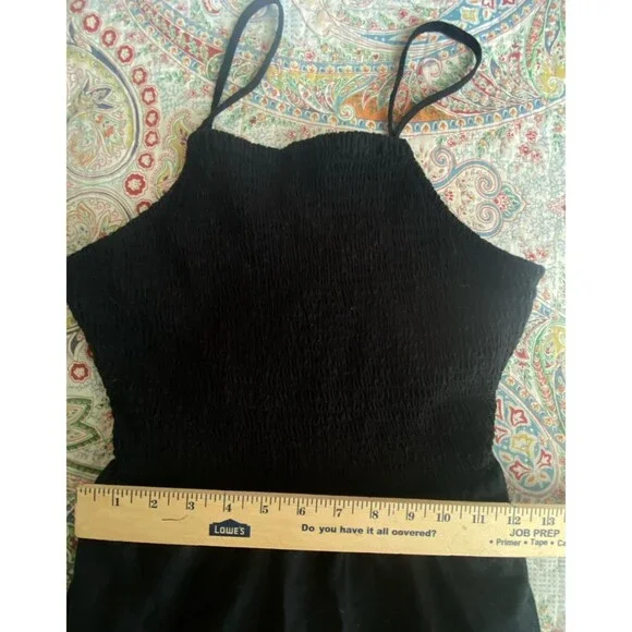 Universal Thread Smocked Linen cotton blend Midi Sundress Black size small - Picture 9 of 13